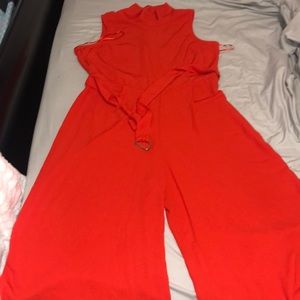 Orange short pantsuit